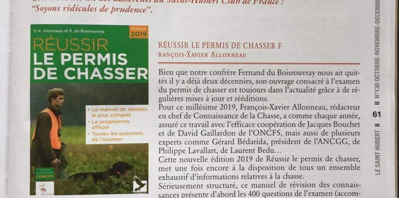 reussir le permis de chasser 2019 saint hubert dec 2018